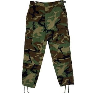 Military Cargo Pants Trousers Men Medium Regular 34x32 Woodland Camo Ripstop BDU